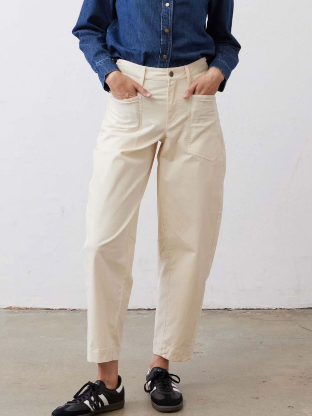 Women's High-Rise Relaxed Chore Pants in Cream